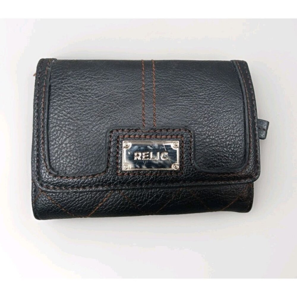 Relic Leather Wallet Brown Zip Pocket Coin Purse‎ Card Slots Bi-Fold Wallet